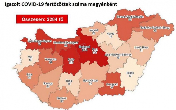 Tizenhatra emelkedett az igazolt fertőzöttek száma Tolna megyében